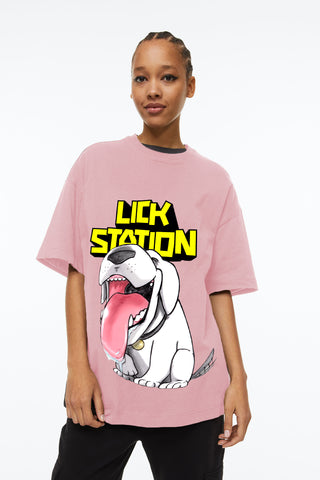 Manaca Pink Women Lick Station Oversized T-shirt