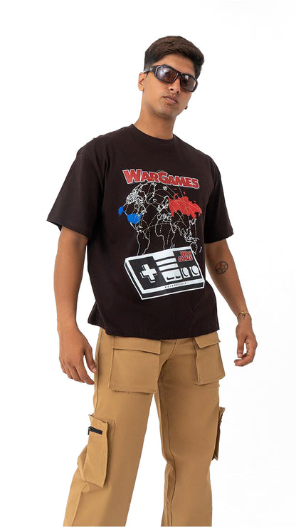 War Games Graphic Printed Men's Oversized T-shirt