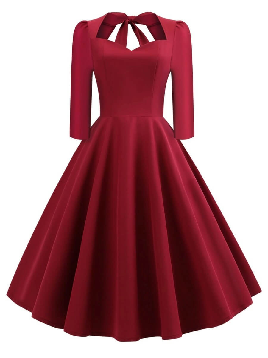 50s Bow Tie Fit And Flare Dress