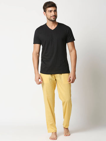 Manaca Men's Pyajama Plain - Yellow