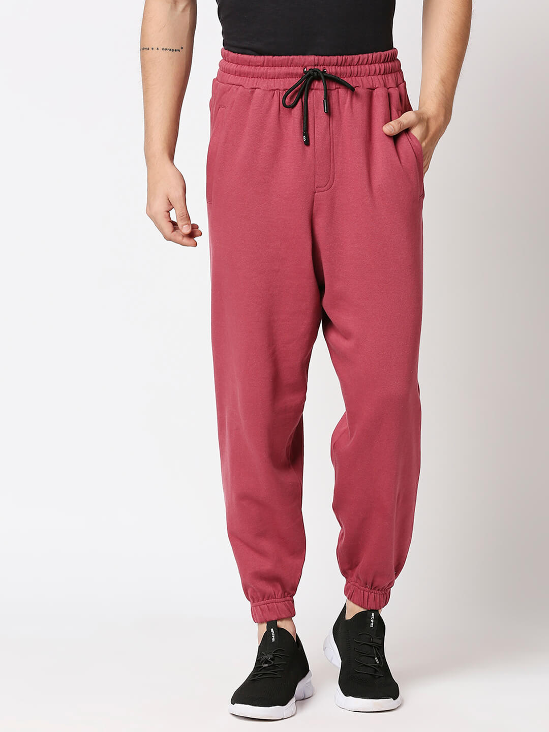 Relaxed Fit Casual Joggers - Dark Pink