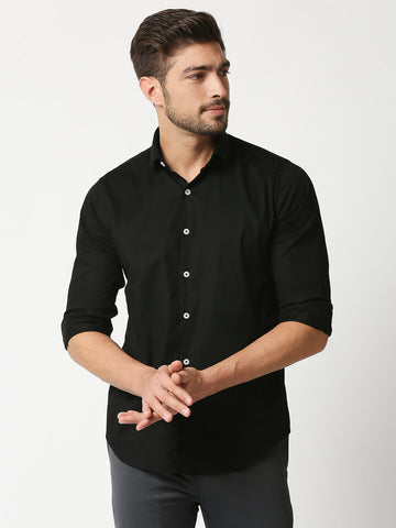 The Manaca Men Plain Shirt - Black