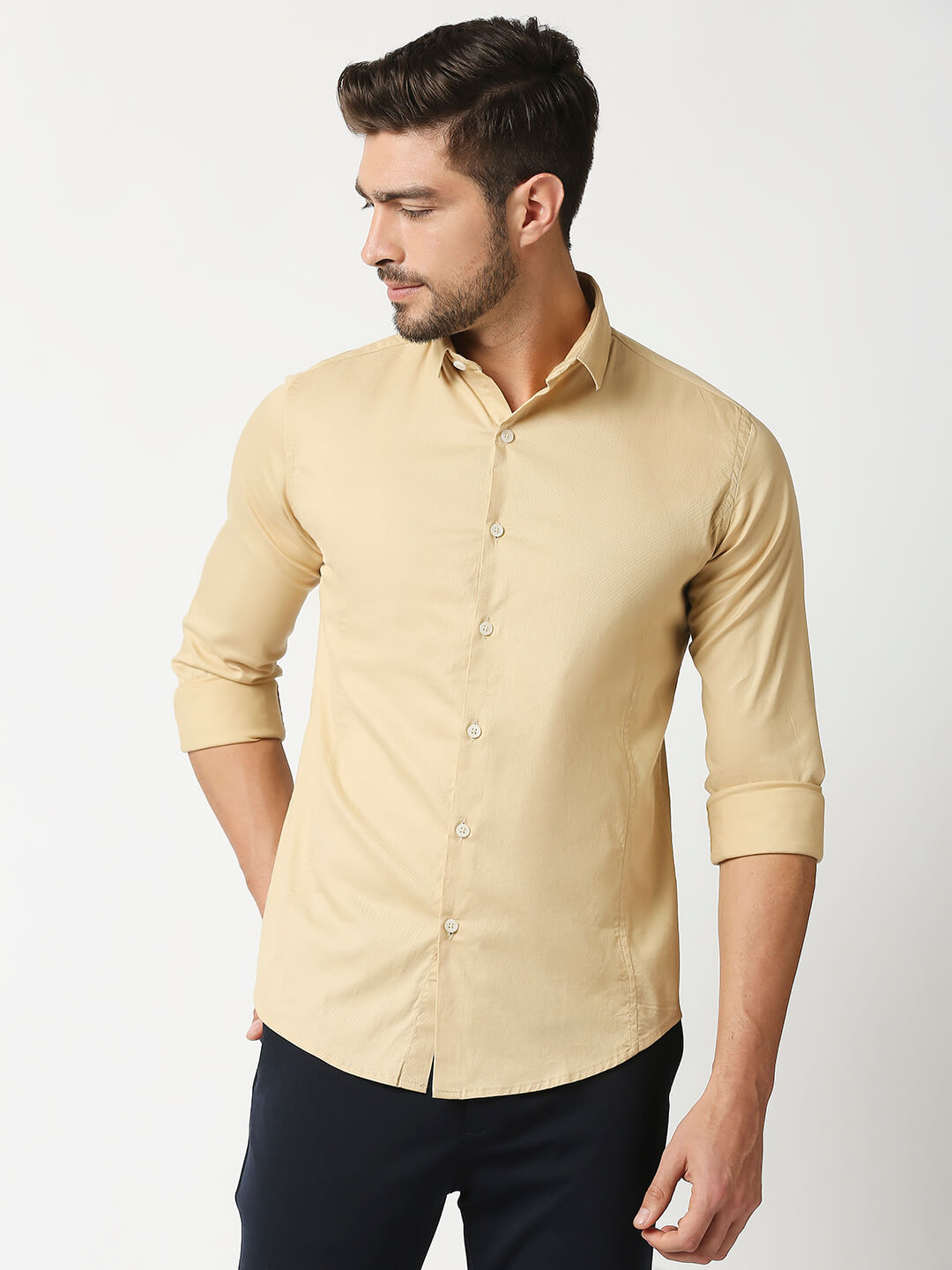 The Manaca Men Plain Shirt - Khaki