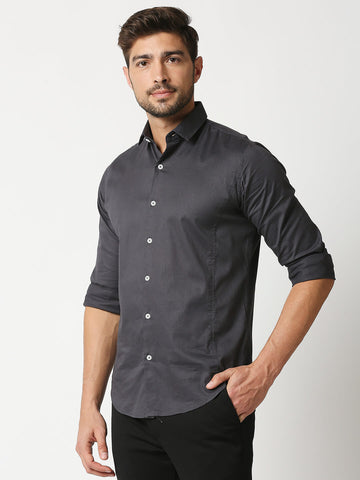 The Manaca Men Plain Shirt - Dark Grey
