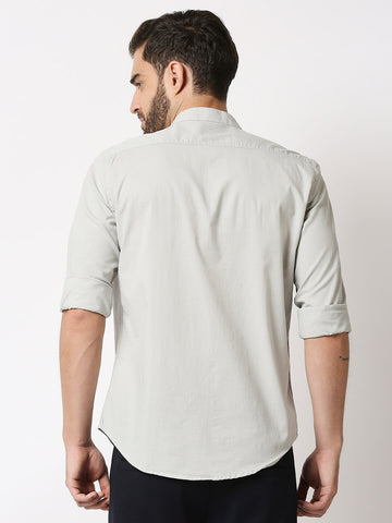 The Manaca Mandarin Collar Plain Shirt - Grey