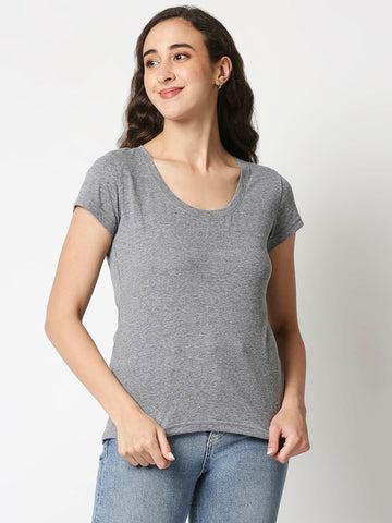 The Manaca Deep Round Neck T-shirt- Grey