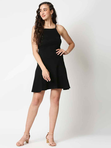 The Manaca Rib Skater Dress - Black