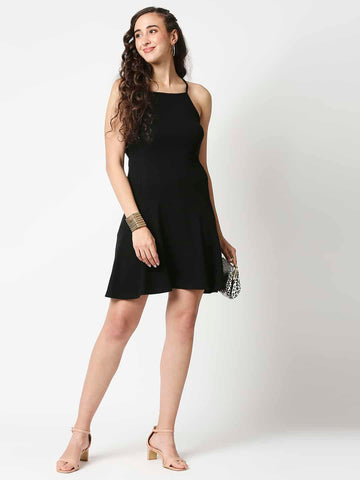 The Manaca Rib Skater Dress - Black