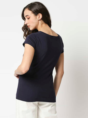 The Manaca Vintage V- neck T-shirt- Navy