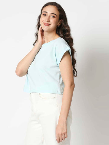 The Manaca Crop Boxy Top - Sky Blue