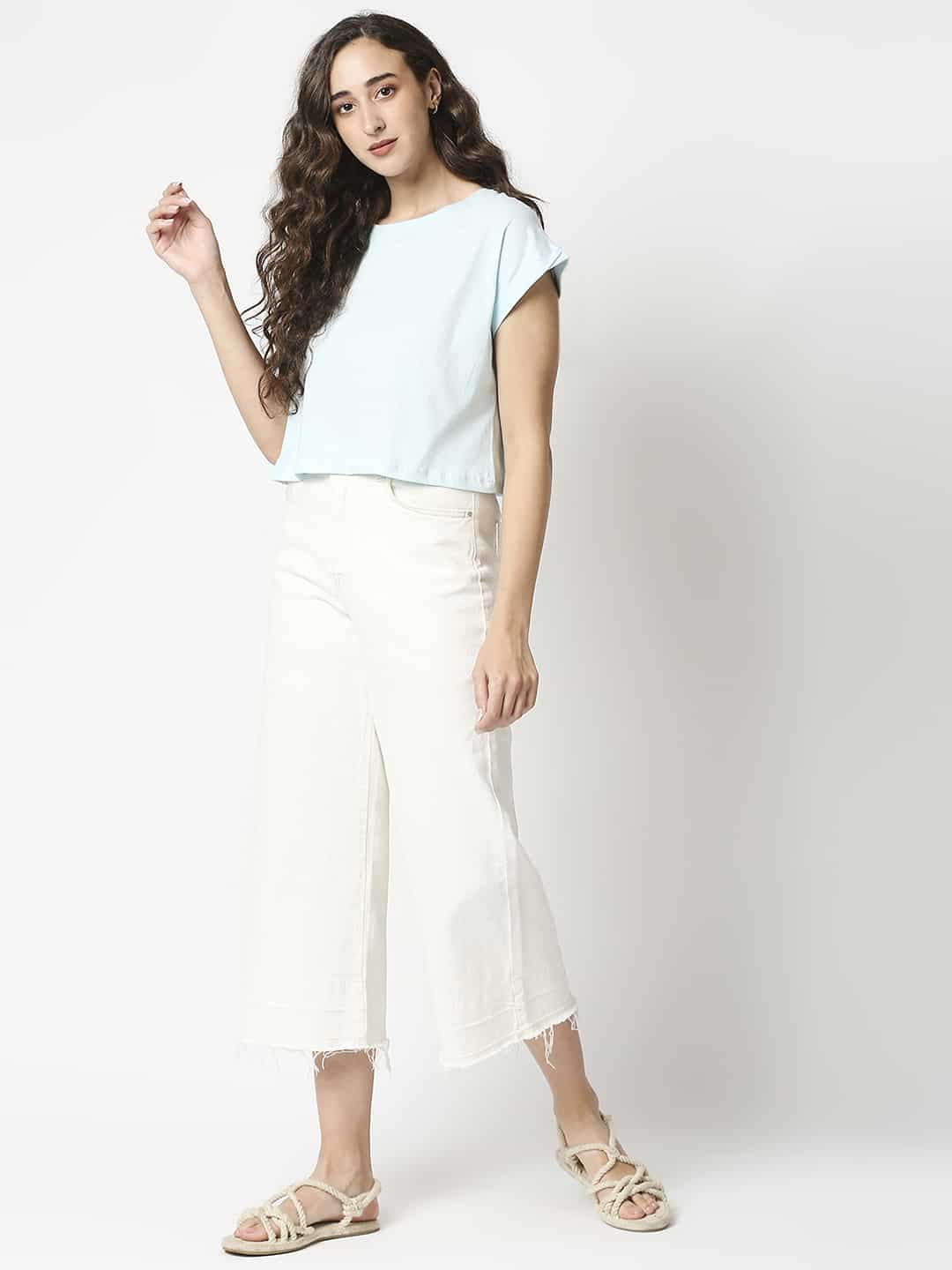 The Manaca Crop Boxy Top - Sky Blue