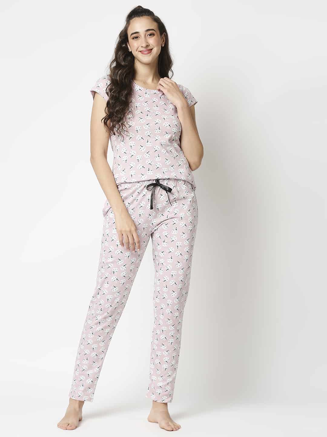 The Manaca Mother Round Neck Set Nightwear - Peach
