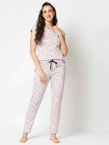 The Manaca Mother Round Neck Set Nightwear - Peach