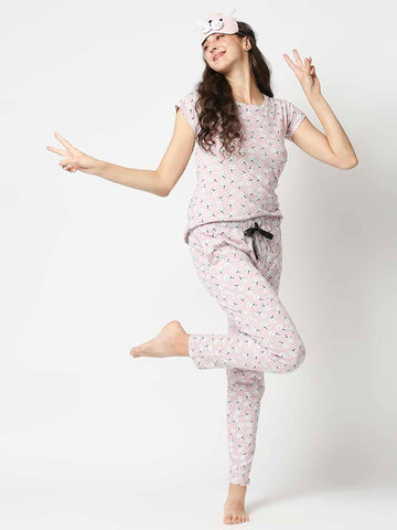 The Manaca Mother Round Neck Set Nightwear - Peach