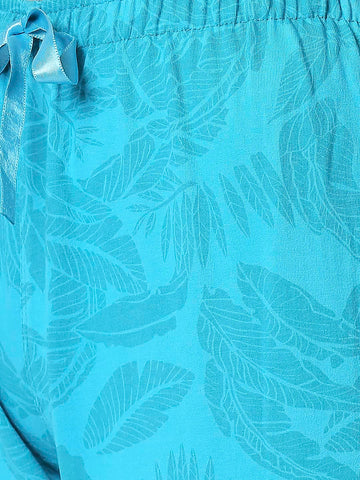 The Manaca Mother Round Neck Set Nightwear - Blue Leaf