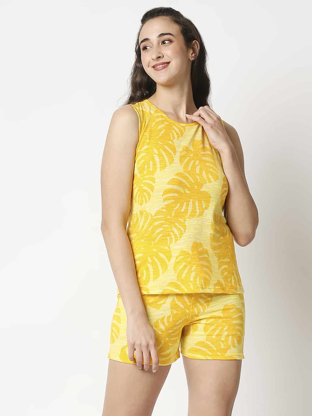 The Manaca Tank Top Short Set Nightwear - Yellow