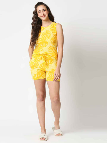 The Manaca Tank Top Short Set Nightwear - Yellow