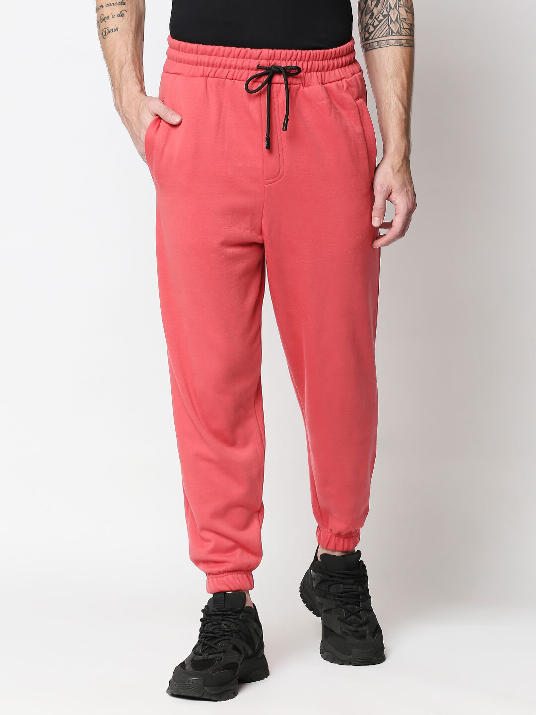 Relaxed Fit Casual Joggers - Red