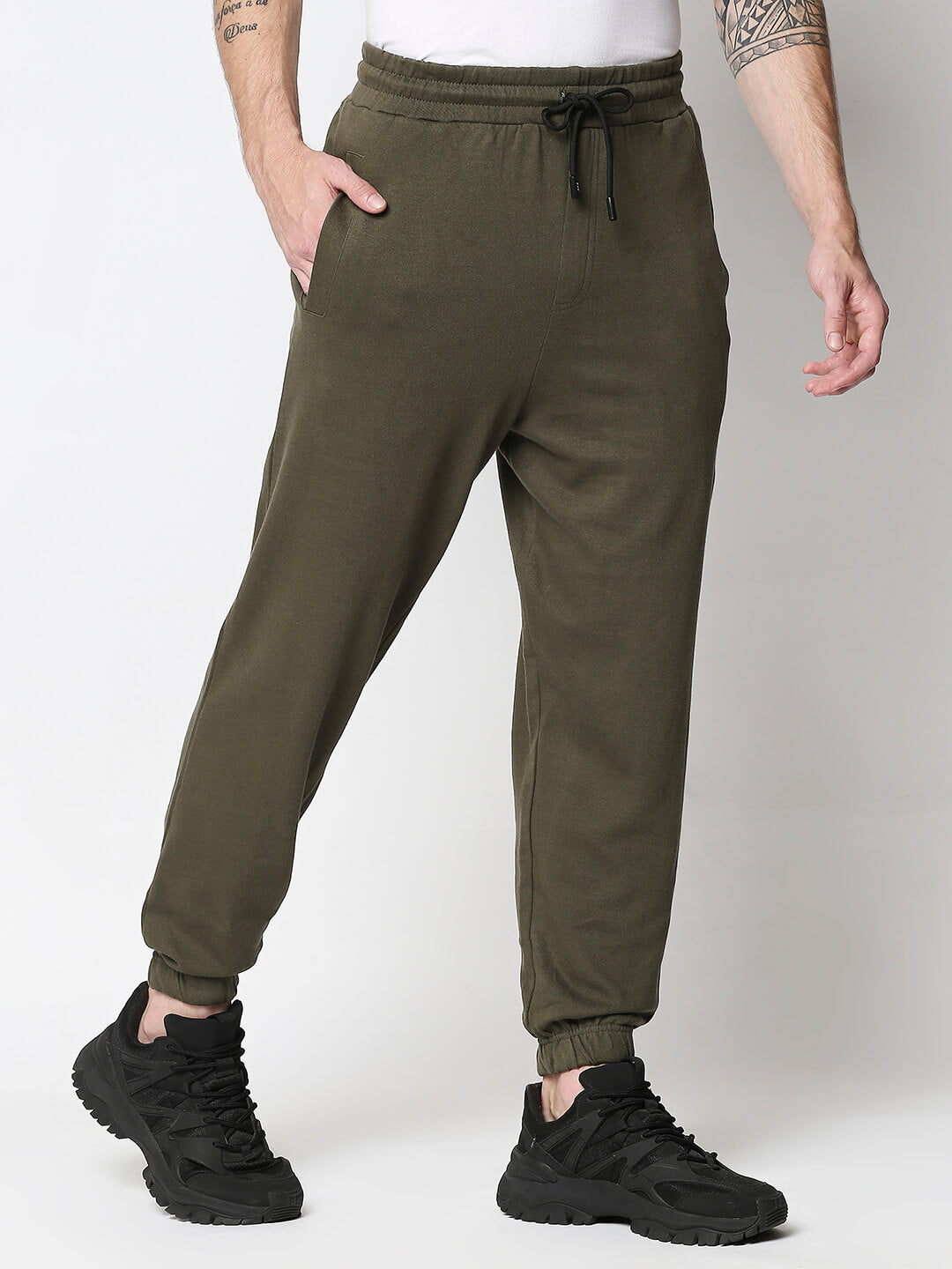 Relaxed Fit Casual Joggers - Olive
