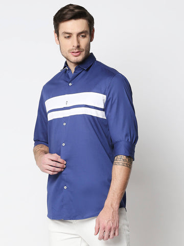 The Manaca Men Partywear Shirt - Blue & White Stripe