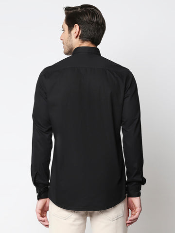 The Manaca Men Partywear Shirt- Black & White Stripe