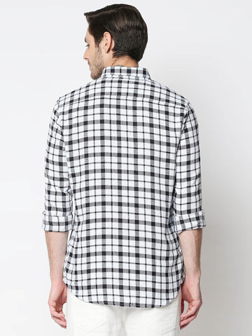 The Manaca Checkered Casual Full Sleeves Shirt-Black Grey Checks