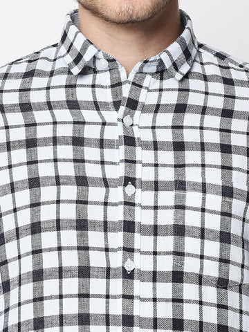 The Manaca Checkered Casual Full Sleeves Shirt-Black Grey Checks