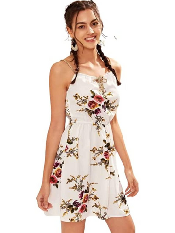 Manaca Womens Lace-Up Floral Printed  dress